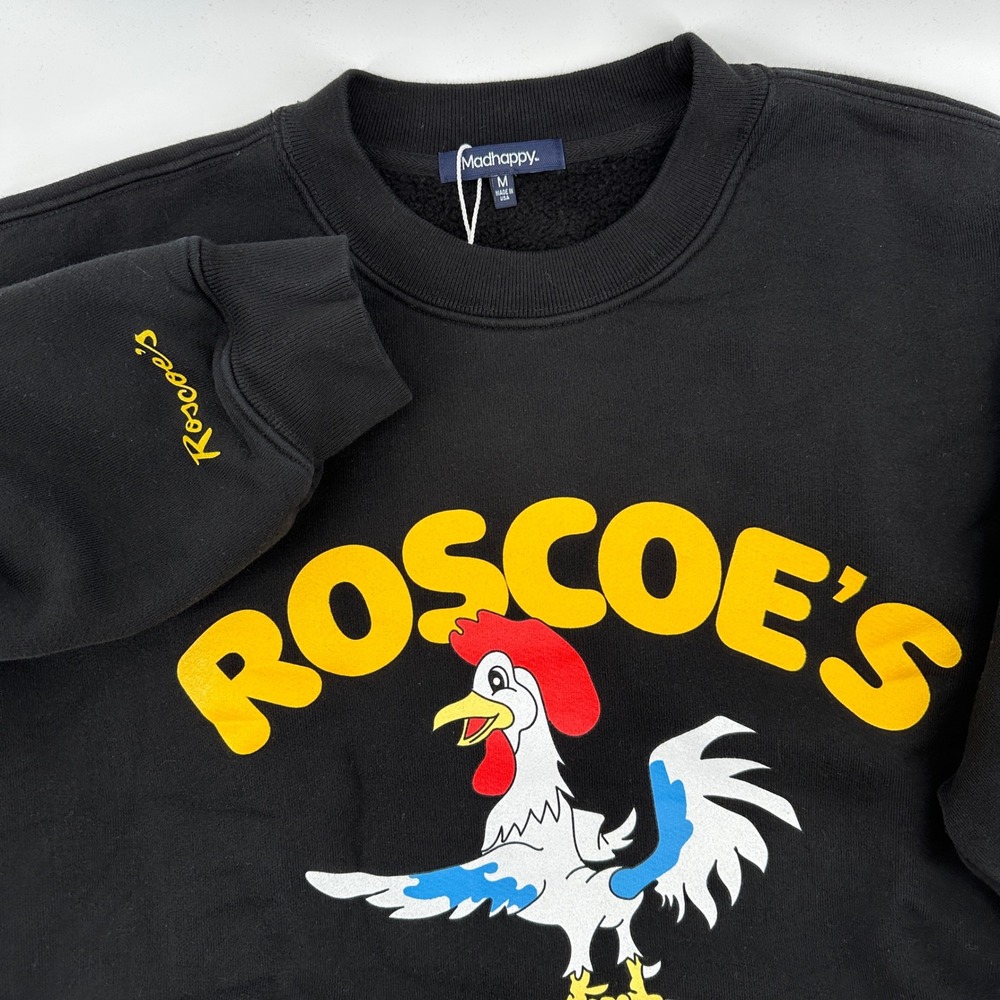 Madhappy Roscoe's House of Chicken and Waffles Sweatshirt Black Crew Neck Size M